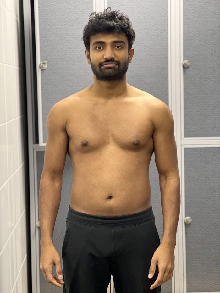 Client fitness transformation before photo body recomposition journey